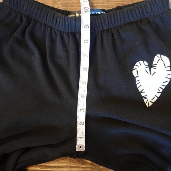 Aqua Kerri Rosenthal Sweatpants Womens XS Black Heart Patch Jogger Pants Lounge - Picture 7 of 12